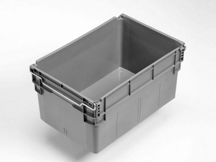 Caja encajable sobre barras abatibles 60L, 600x400x310 mm, gris