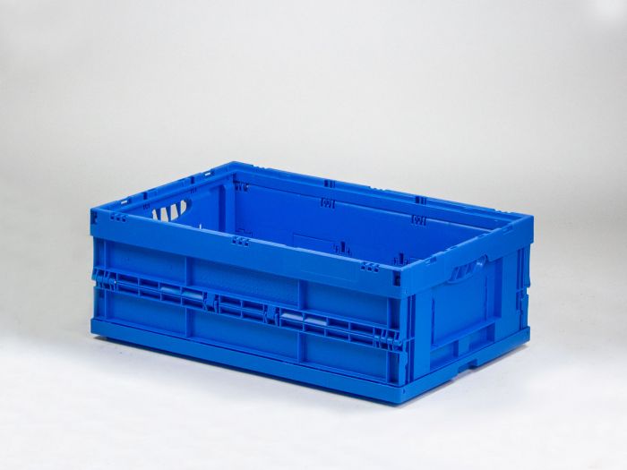Caja plegable 600x400x220 mm, 44 L com 2 asas abiertas azul