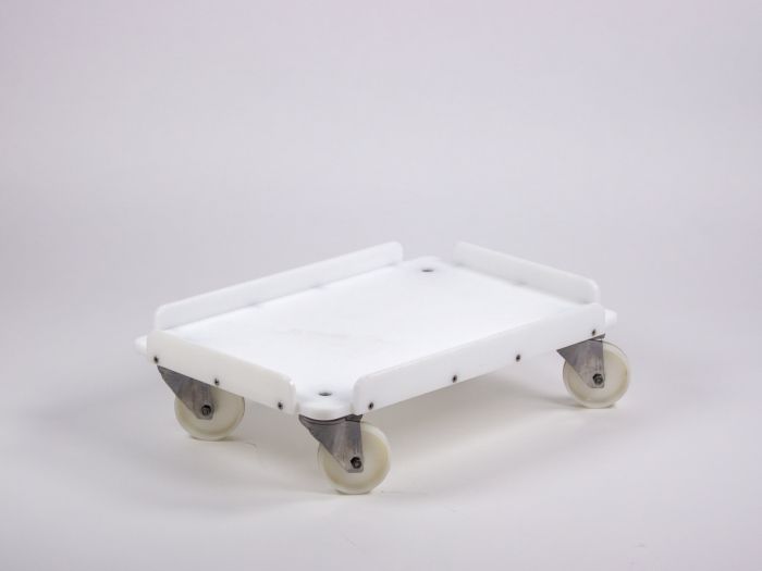 Plataforma rodante 600x400 mm blanco c 4 ruedas giratórias inox