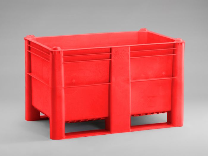 Caja-palet higiénicas 1200x800x740 mm520 L cerrada 2 patines rojo