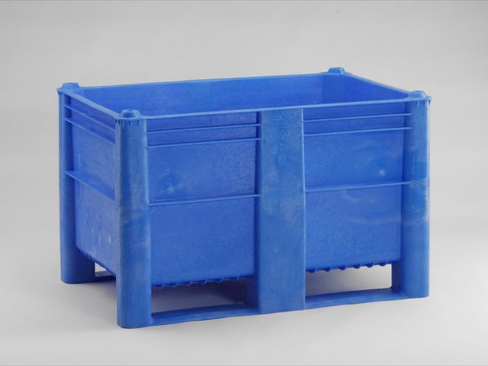 Caja-palet higiénicas 1200x800x740 mm520 L cerrada 2 patines azul