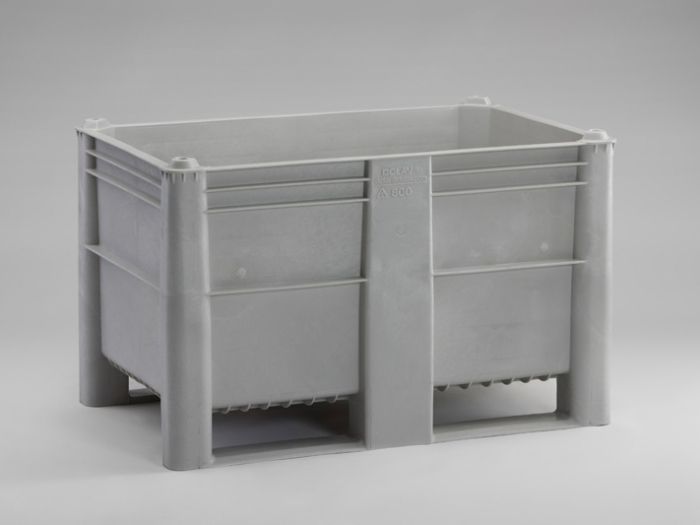 Caja-palet higiénicas 1200x800x740 mm520 L cerrada 2 patines gris