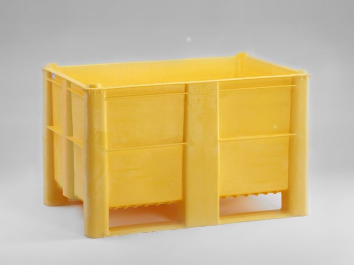 Caja-palet higiénicas 1200x800x740 mm520 L cerrada 2 patines amarillo
