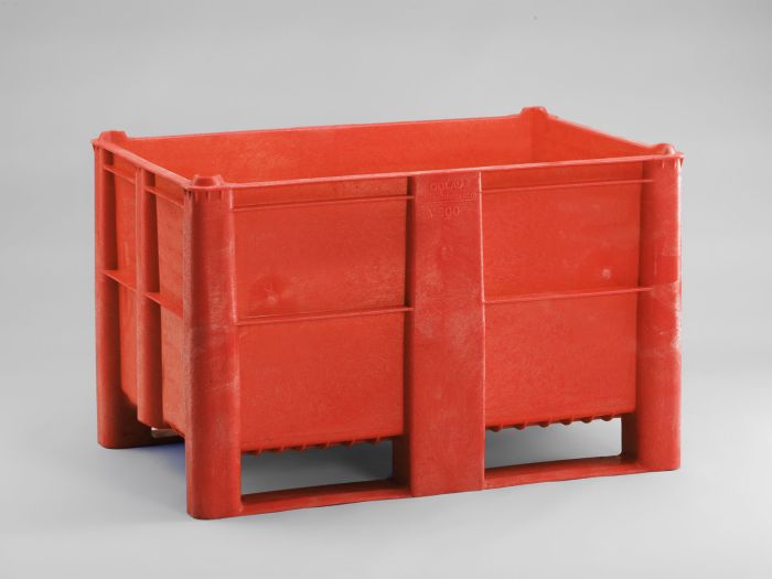 Caja-palet higiénicas 1200x800x740 mm520 L cerrada 2 patines rojo