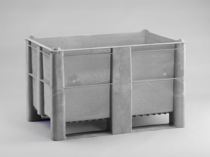 Caja-palet higiénicas 1200x800x740 mm520 L cerrada 2 patines gris
