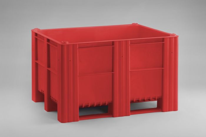 Caja-palet 1200x1000x760 mm630 L cerrada 3 patines rojo