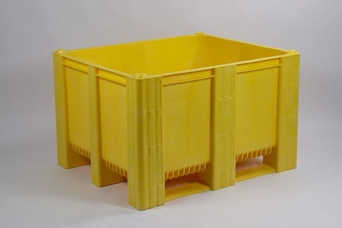 Caja-palet 1200x1000x760 mm630 L cerrada 3 patines amarillo