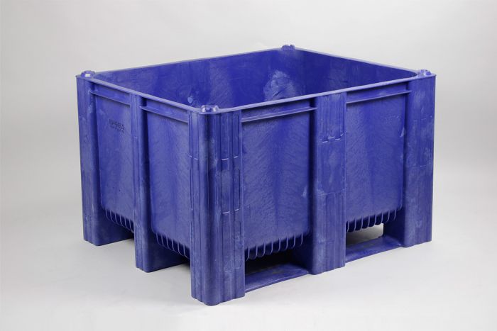Caja-palet 1200x1000x760 mm630 L cerrada 3 patines azul