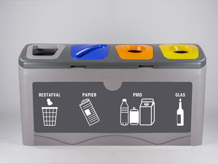 Waste separation station with 4x 50 liter waste bins