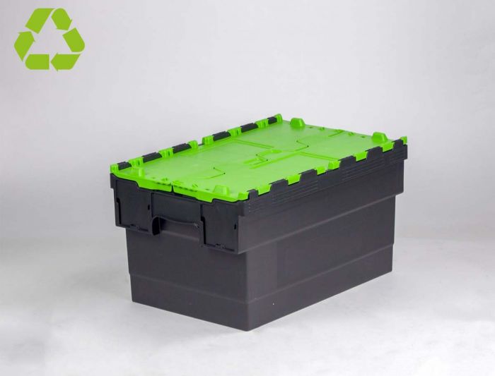 Caja distribución apilable 55 L 600x400x320 mm negro c tapa verde