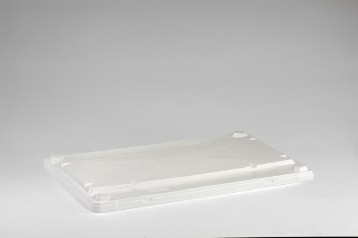 Tapa de plástico suelta de 1200x800 mm para caja-palet blanco