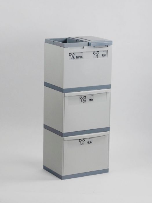 Waste collection module grey 90L 4-fractions 400x300x1050 mm