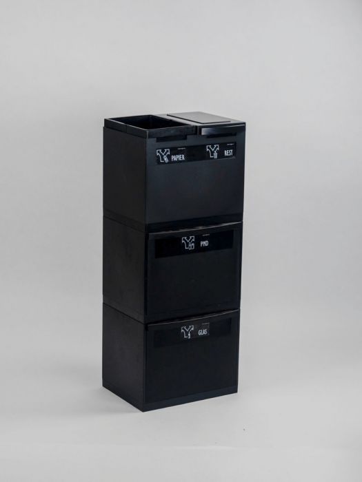 Módulo de residuos de 4 fracciones 90L negro, 400x300x1050 mm