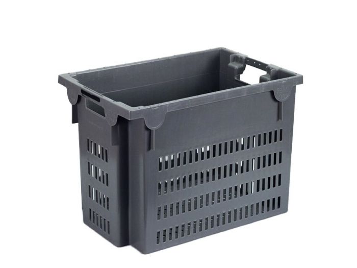 Caja apilable 600x400x400 mm 65 L perforada gris