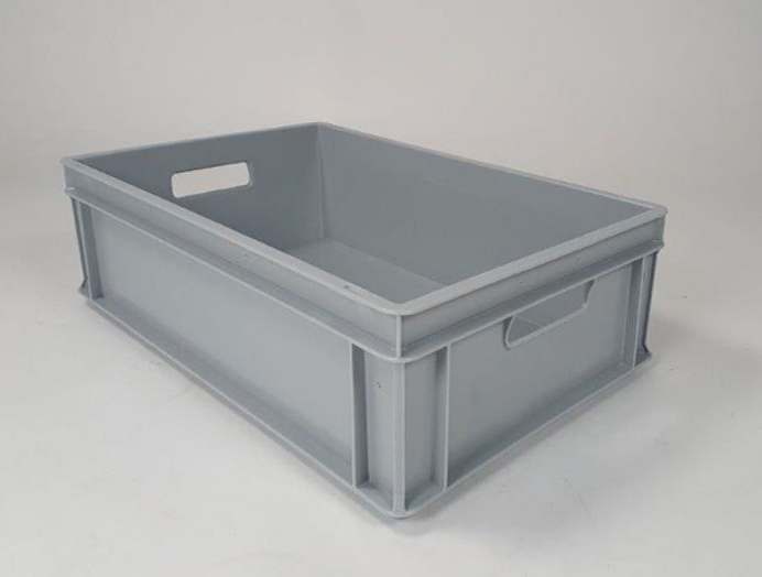 Caja E-line Normbox apilable 30L, 600x400x170 mm, gris Virgin PP