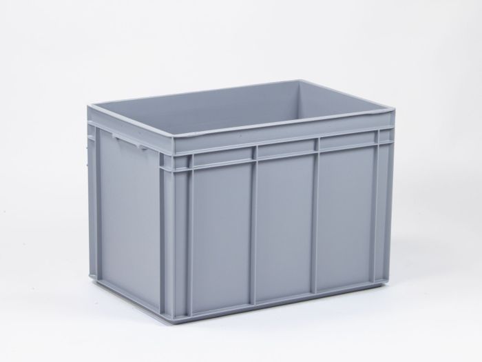 Caja E-line Normbox apilable 90L ,600x400x425 mm, gris con asas cerradas