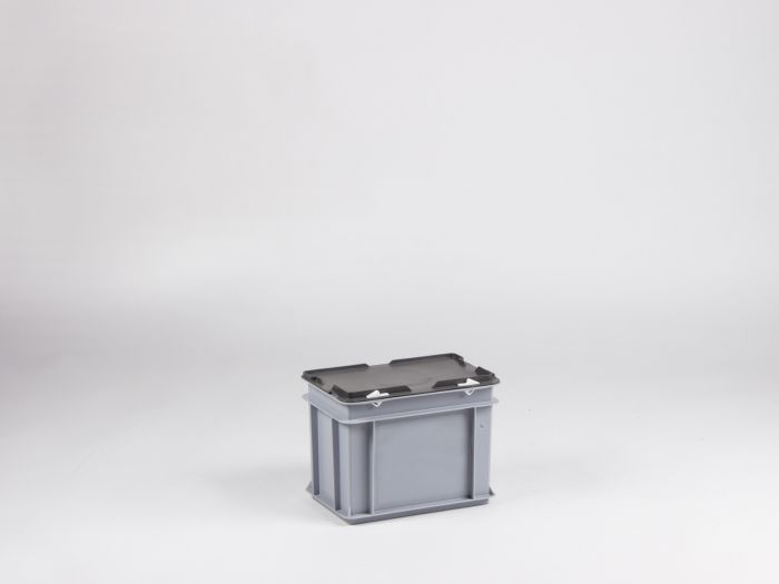 Caja apilable 300x200x230 mm, 9 L con tapa gris