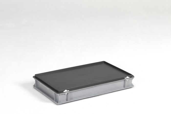 Caja apilable 600x400x90 mm, 14 L con tapa gris