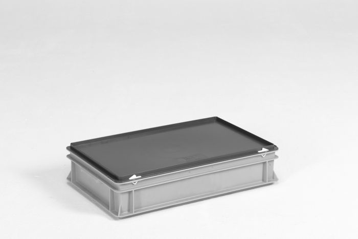 Caja apilable 600x400x135 mm, E-line 20 L con tapa gris