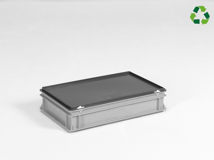 Caja apilable 600x400x135 mm, E-line 20 L con tapa gris