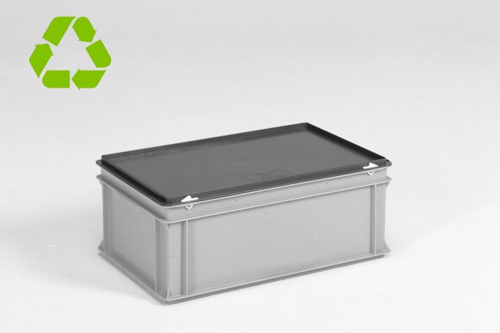 Caja apilable 600x400x235 mm, E-line 40 L con tapa gris