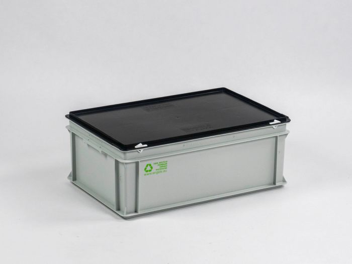 Caja apilable 600x400x235 mm, 40L con tapa gris-negro