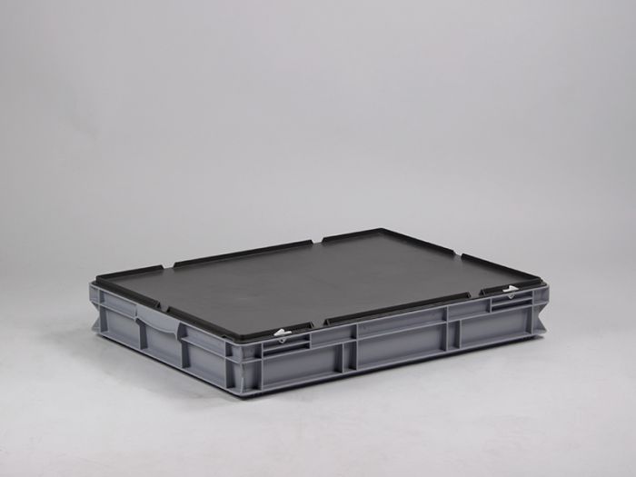 Caja apilable 800x600x120 mm, 45 L con tapa gris