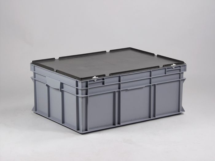 Caja apilable 800x600x340 mm, 134 L con tapa gris