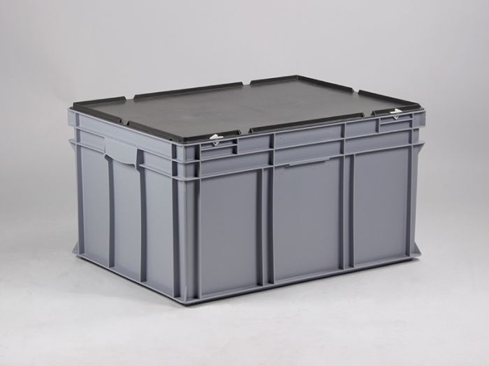 Caja apilable 800x600x440 mm, 175 L con tapa gris
