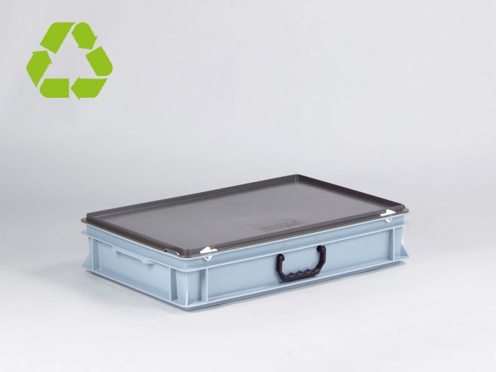 Maleta apilable E-Line 20L 600x400x135 mm, con asa, PP reciclado gris