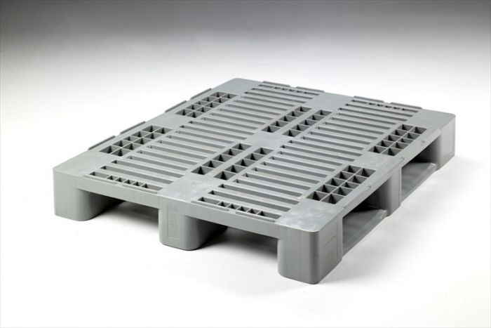Palet de plastico 1200x1000x160 mm 3 patines abierto gris