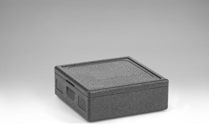 Caja isotérmica em EPP, 480x480x165 mm, 26 L, c tapa, gris oscuro