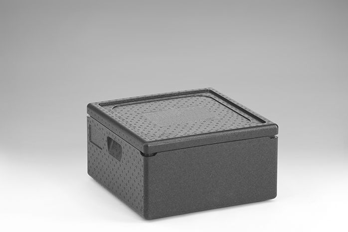 Caja isotérmica em EPP, 480x480x260 mm, 35 L, c tapa, gris oscuro