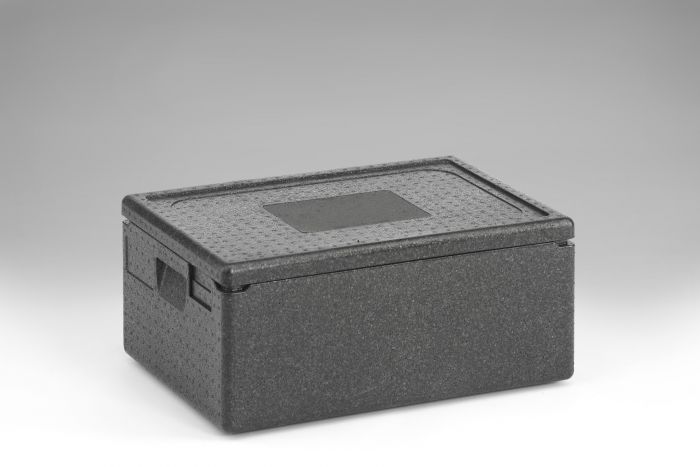 Caja isotérmica em EPP, 600x400x280 mm, 39 L, c tapa, gris oscuro