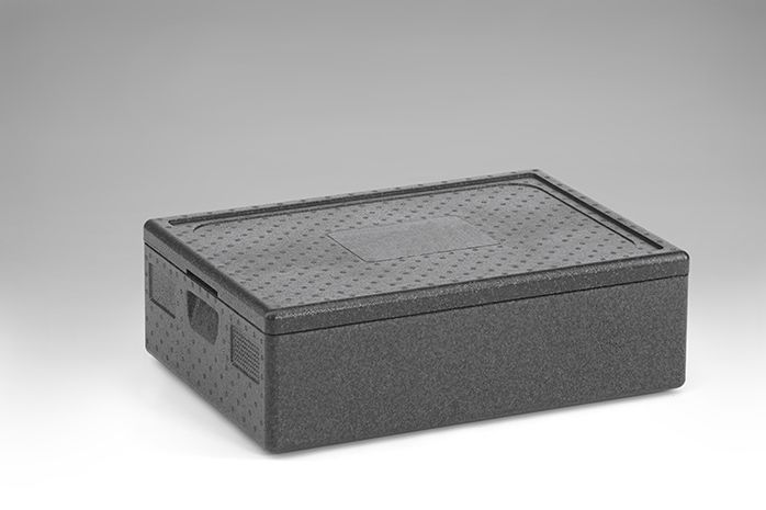 Caja isotérmica em EPP, 685x485x220 mm, 42 L, c tapa, gris oscuro