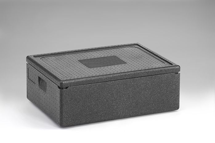 Caja isotérmica em EPP, 685x485x260 mm, 53 L, c tapa, gris oscuro