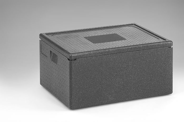 Caja isotérmica em EPP, 685x485x360 mm, 80 L, c tapa, gris oscuro