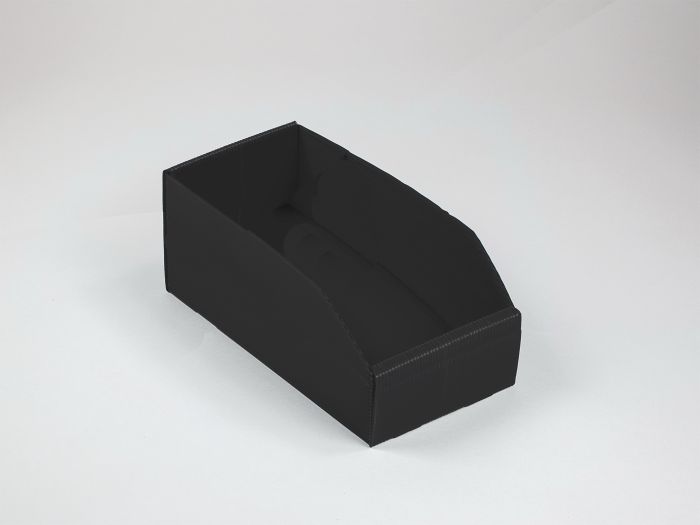 Caja de almacenaje en PP plástico celular 380x180x155/100 negro mm 25 cajas