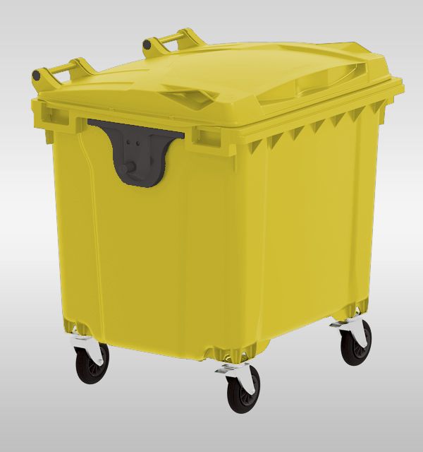 4-Wheel container 1100L, yellow