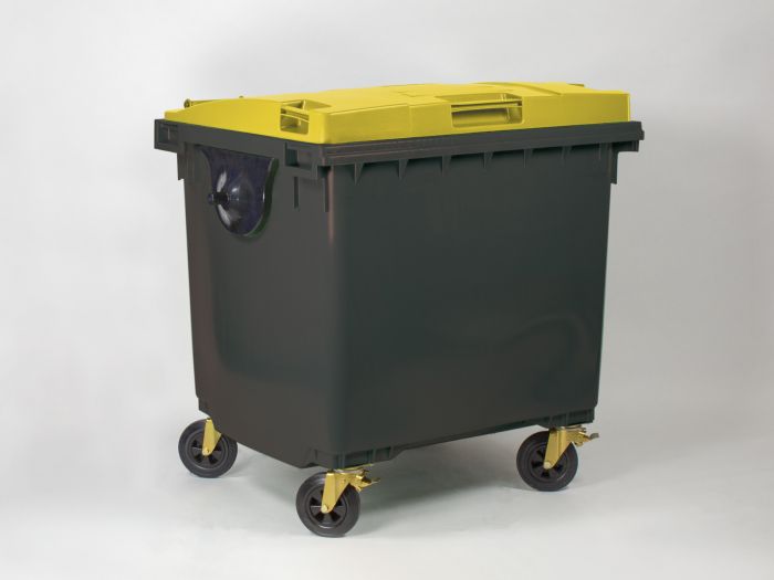 Contenedor 1000L, 1370x1085x1315 mm., gris oscuro/ amarillo