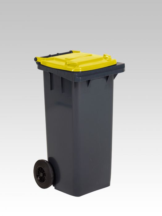 Contenedor 120 L, 2 ruedas, gris oscuro/ amarillo