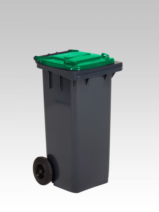 Contenedor 120 L, 2 ruedas, gris oscuro/ verde