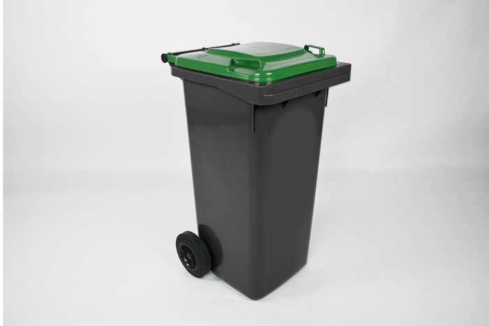 Contenedor 120 L, 2 ruedas, gris oscuro/ verde