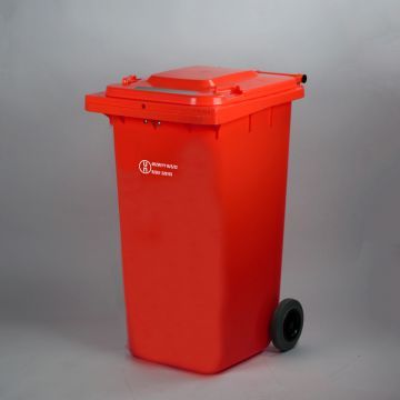 Contenedor para sustancias peligrosas 240 l. sobre ruedas con certificación UN, rojo
