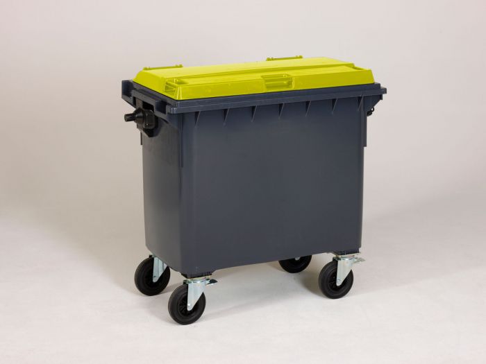 Contenedor de 660 l., 1370x784x1215 mm gris/ amarillo