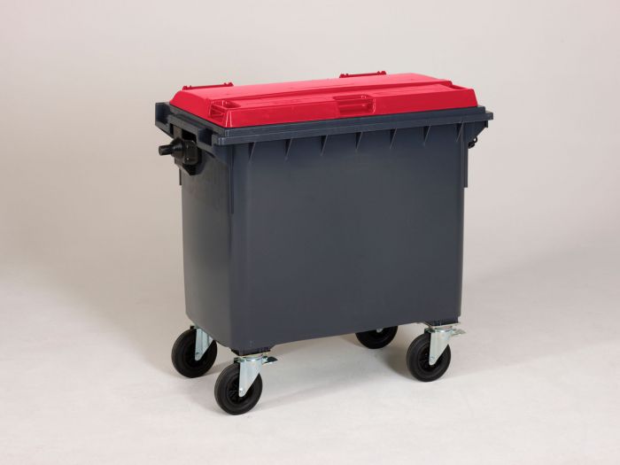 Contenedor de 660 l., 1370x784x1215 mm gris/ rojo