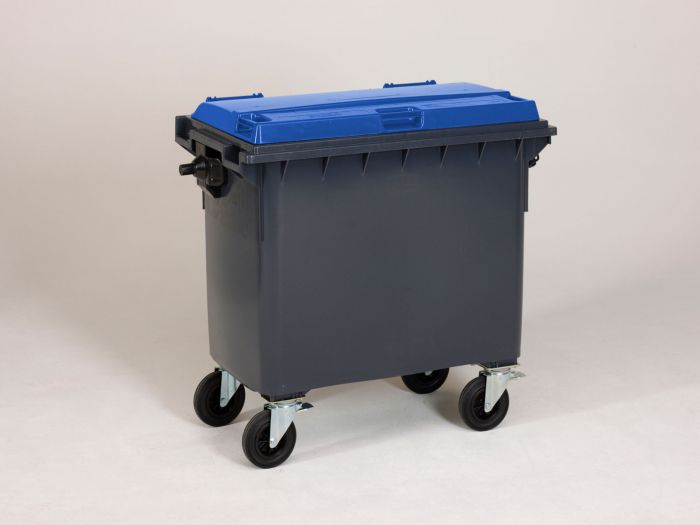 Contenedor de 660 l., 1370x784x1215 mm gris/ azul