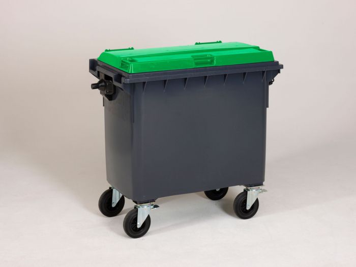 Contenedor de 660 l., 1370x784x1215 mm gris/ verde
