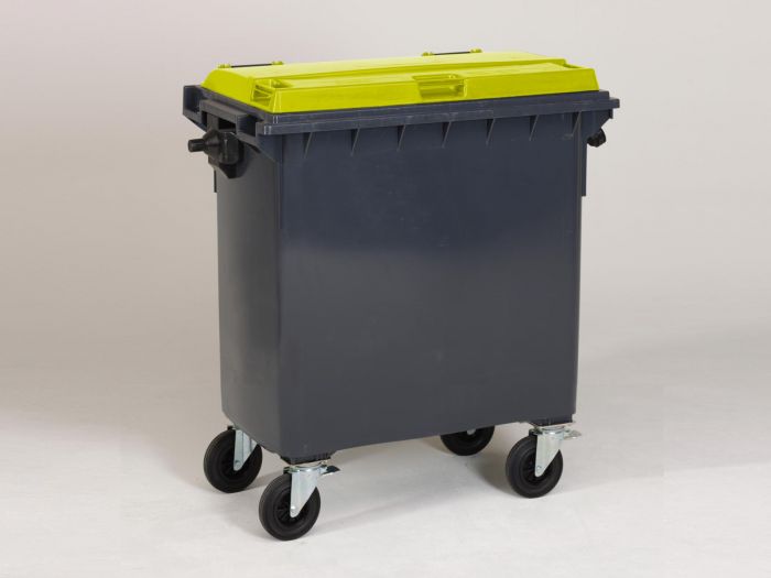 Contenedor 770 l., 1210x765x1350 mm gris oscuro/ amarillo