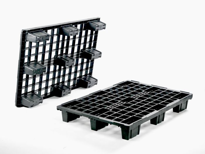 Nestable pallet 1200x800x153 mm on 9 feet open deck PE-R